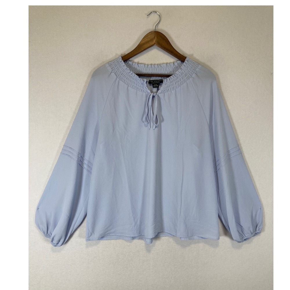 Boho Cottagecore Social Standard by Sanctuary Womens XL Blue Smocked Peasant Top